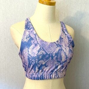 Olivia Sport lilac pink snake print strappy sports bra
